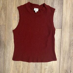 Francesca’s Blue Rain Sleeveless Ribbed Knit Top - Burgundy Mall